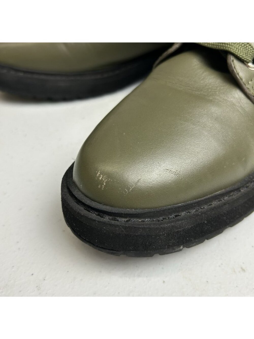 Fendi Rockoko Combat Green Leather Knit Boots Womens EU 37/US 7 Made In Italy - Picture 12 of 13